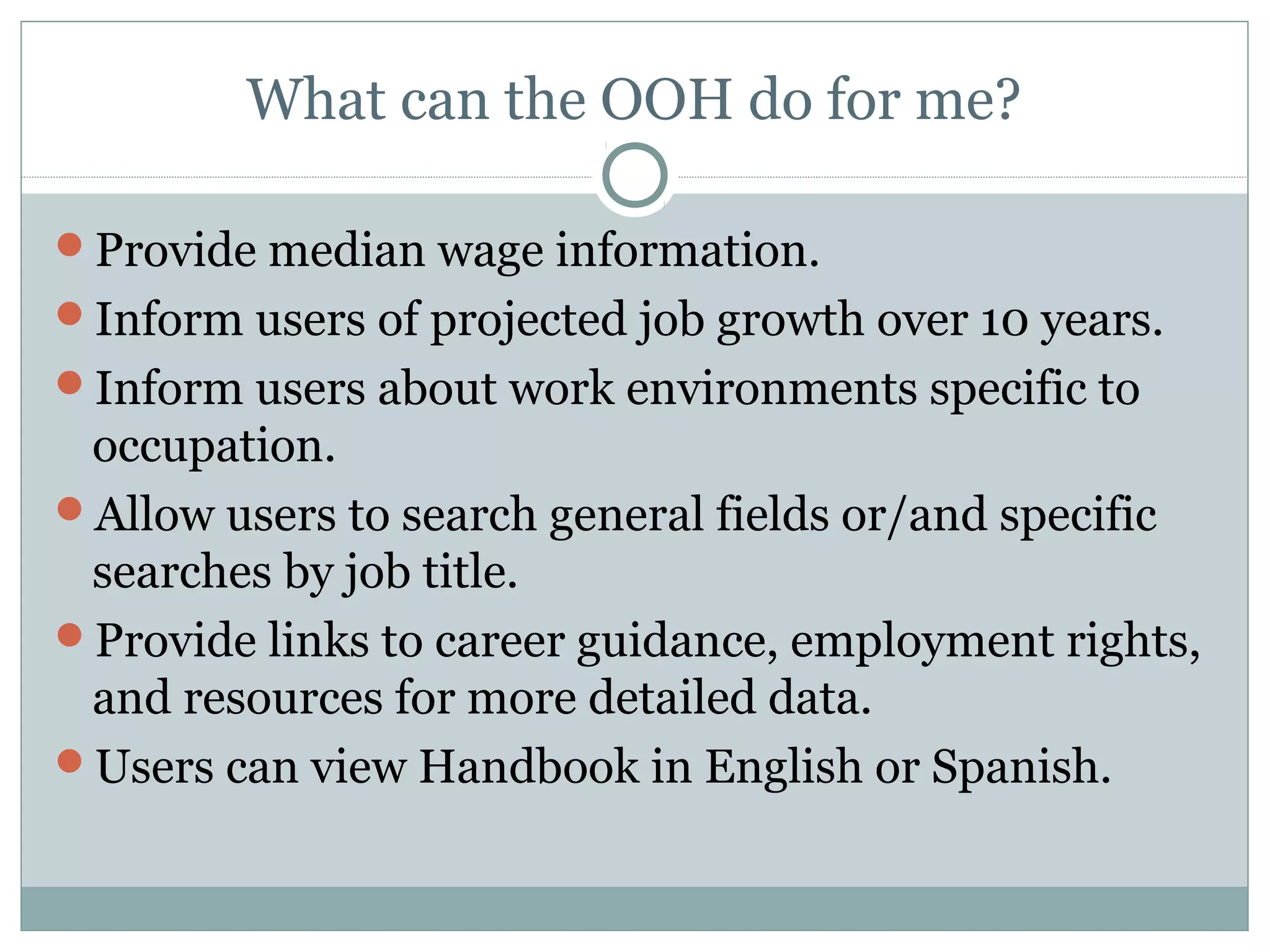 Occupational Outlook Handbook PPT