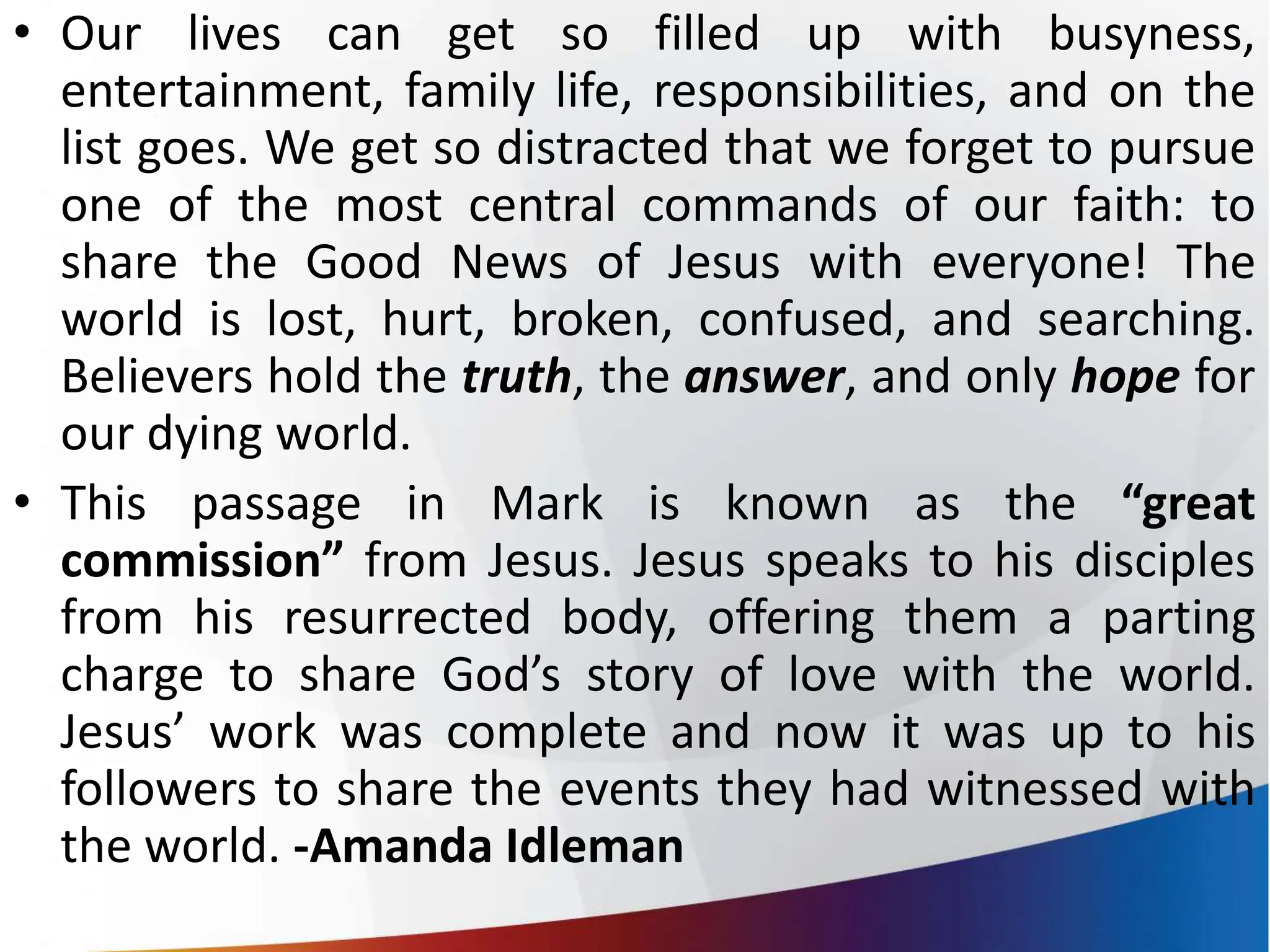 Ready Set Go Children Sermon about Mark 16:15-20 | PPTX