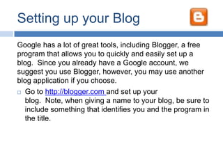 Create a Google AccountIf you or your team decide to use Google Docs to complete specific assignments, below are some guidelines to help you get started.In order to collaboratively edit documents, you will need to create a Google Account. You can use a Gmail account (free) or any other email address that you choose.To create an account, go to http://docs.google.comand click the blue Create an Account button on the bottom right of the screen.Enter all of the required information and click the I Accept and Create my account button.
