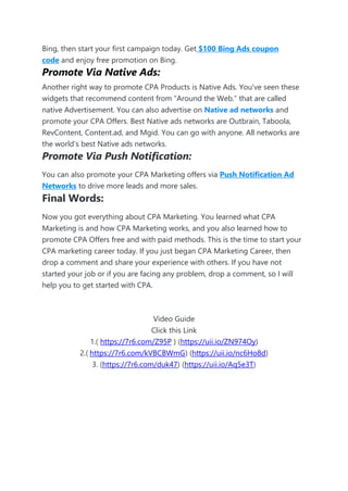 CPA MARKETING For Beginner Step By Step | PDF