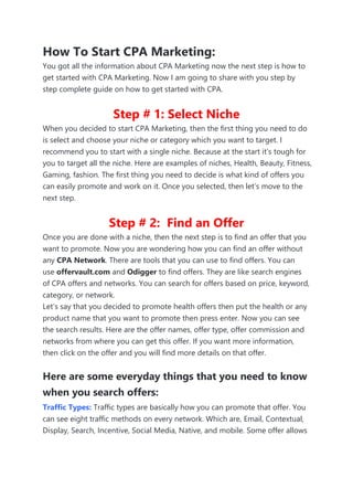 CPA MARKETING For Beginner Step By Step | PDF