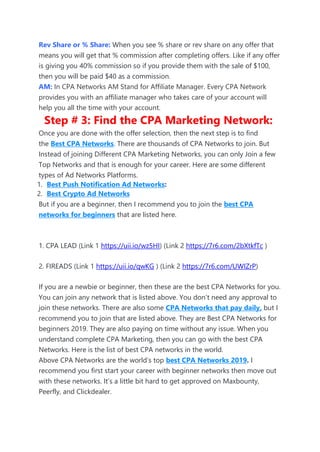CPA MARKETING For Beginner Step By Step | PDF