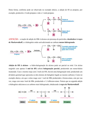 Resumo - reações de adição na química orgânica | PDF