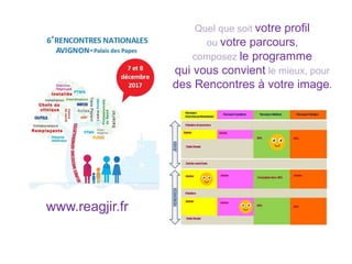 Quel que soit votre profil
ou votre parcours,
composez le programme
qui vous convient le mieux, pour
des Rencontres à votre image.
www.reagjir.fr
 