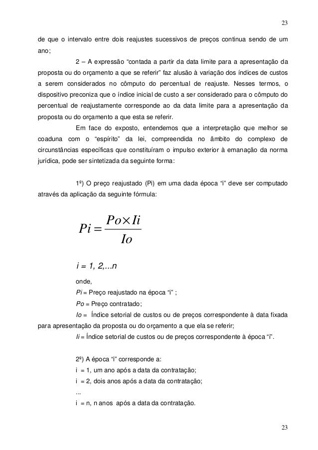 Reajustamento de preços nos contratos