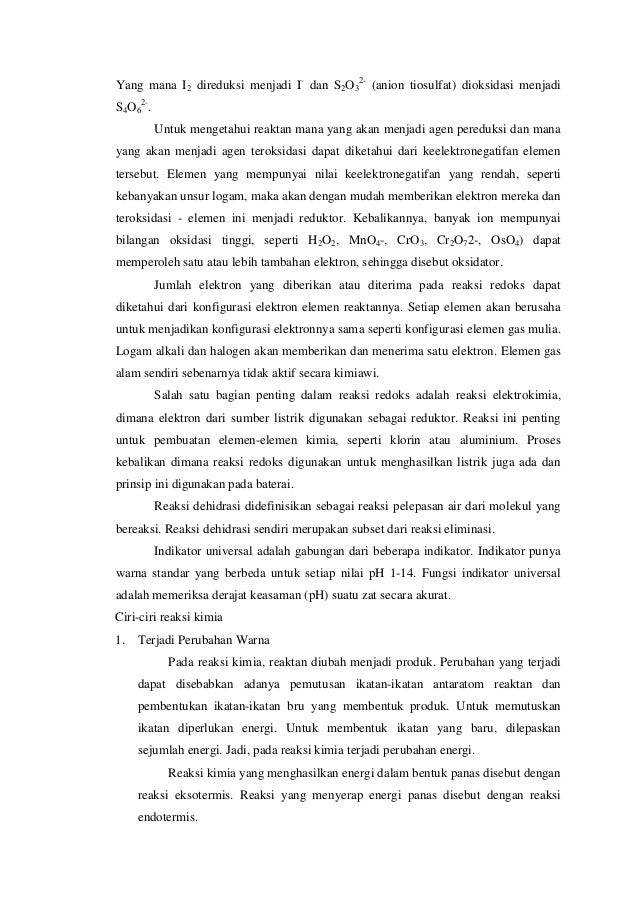 Reaksi reaksi kimia