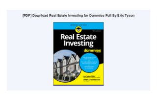 [PDF] Download Real Estate Investing for Dummies Full By Eric Tyson
 