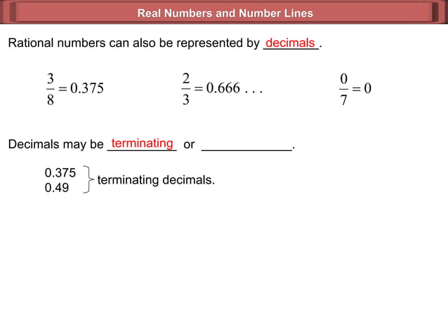 Real Numbers & Number Lines (Geometry 2_1) | PPT