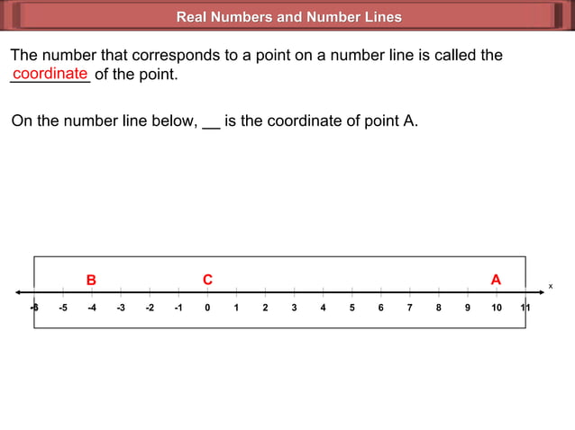 Real Numbers & Number Lines (Geometry 2_1) | PPT