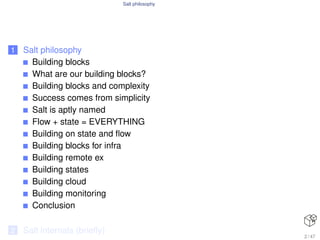 Salt philosophy
1 Salt philosophy
Building blocks
What are our building blocks?
Building blocks and complexity
Success com...