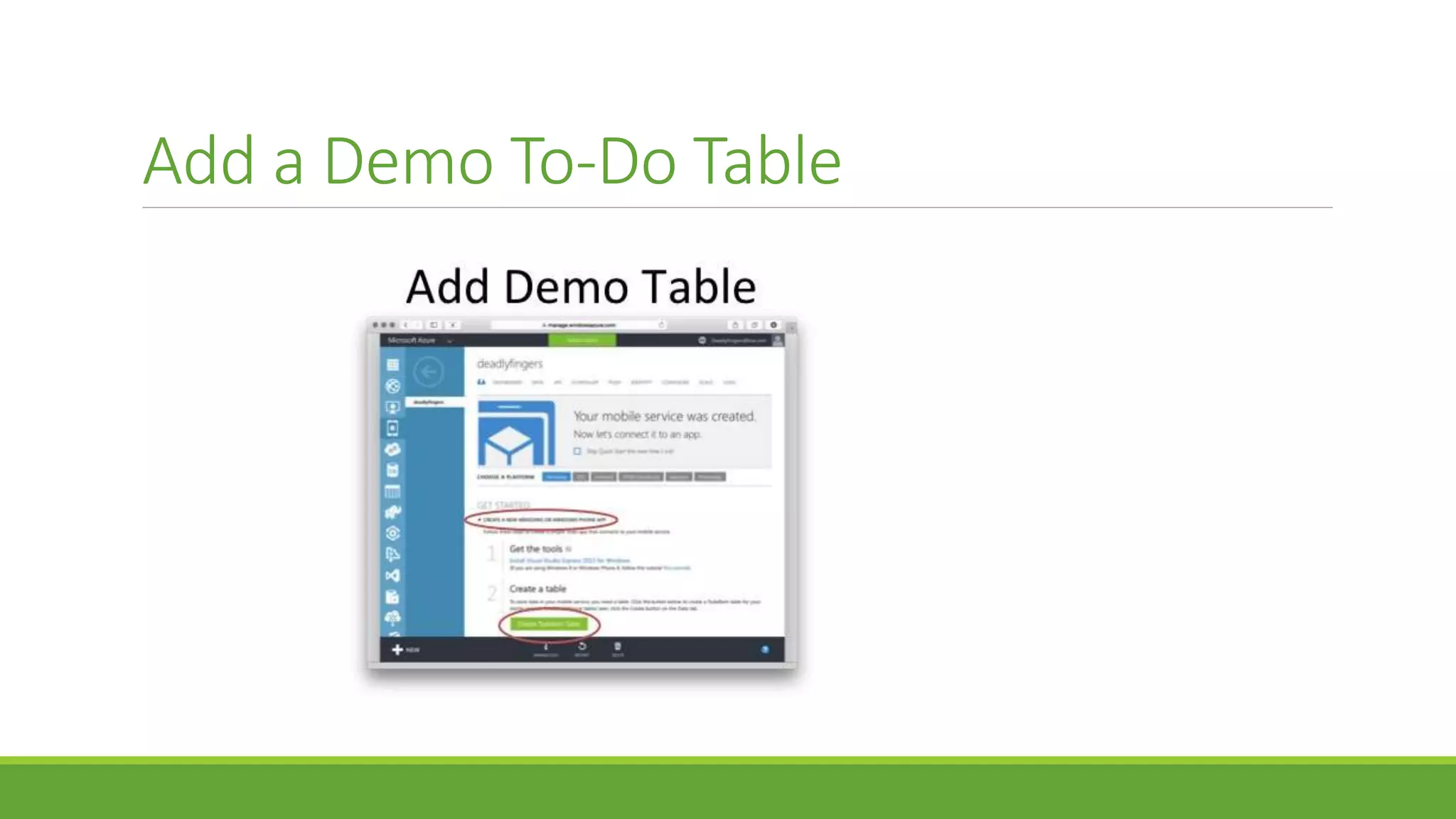 Add a Demo To-Do Table
 