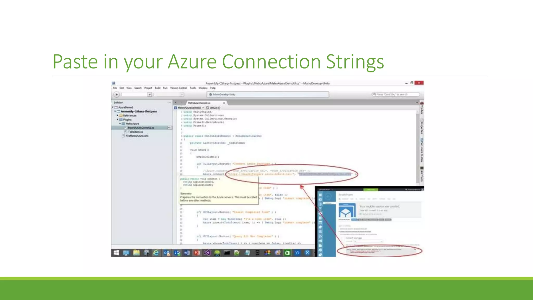 Paste in your Azure Connection Strings
 