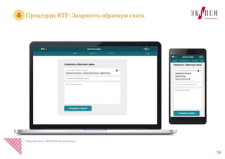 19
Разработано «ЭКОПСИ Консалтинг»
Дать Запросить Отчёты
Процедура RTF: Запросить обратную связь
Дать Запросить Отчёты
 
