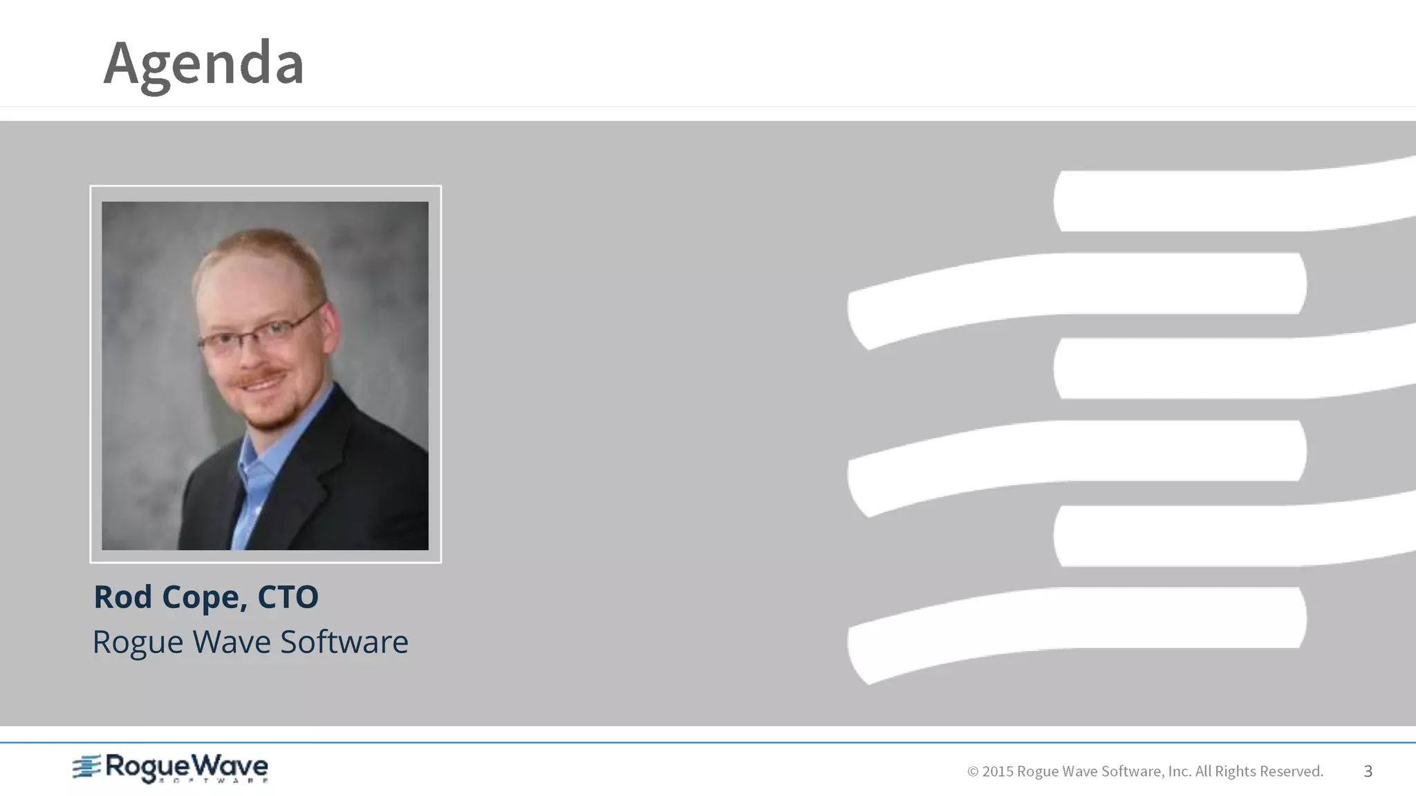 3
Rod Cope, CTO
Rogue Wave Software
 