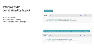 width: auto;
max-width: 100%;
text-overflow: ellipsis;
Intrinsic width
constrained by layout
 