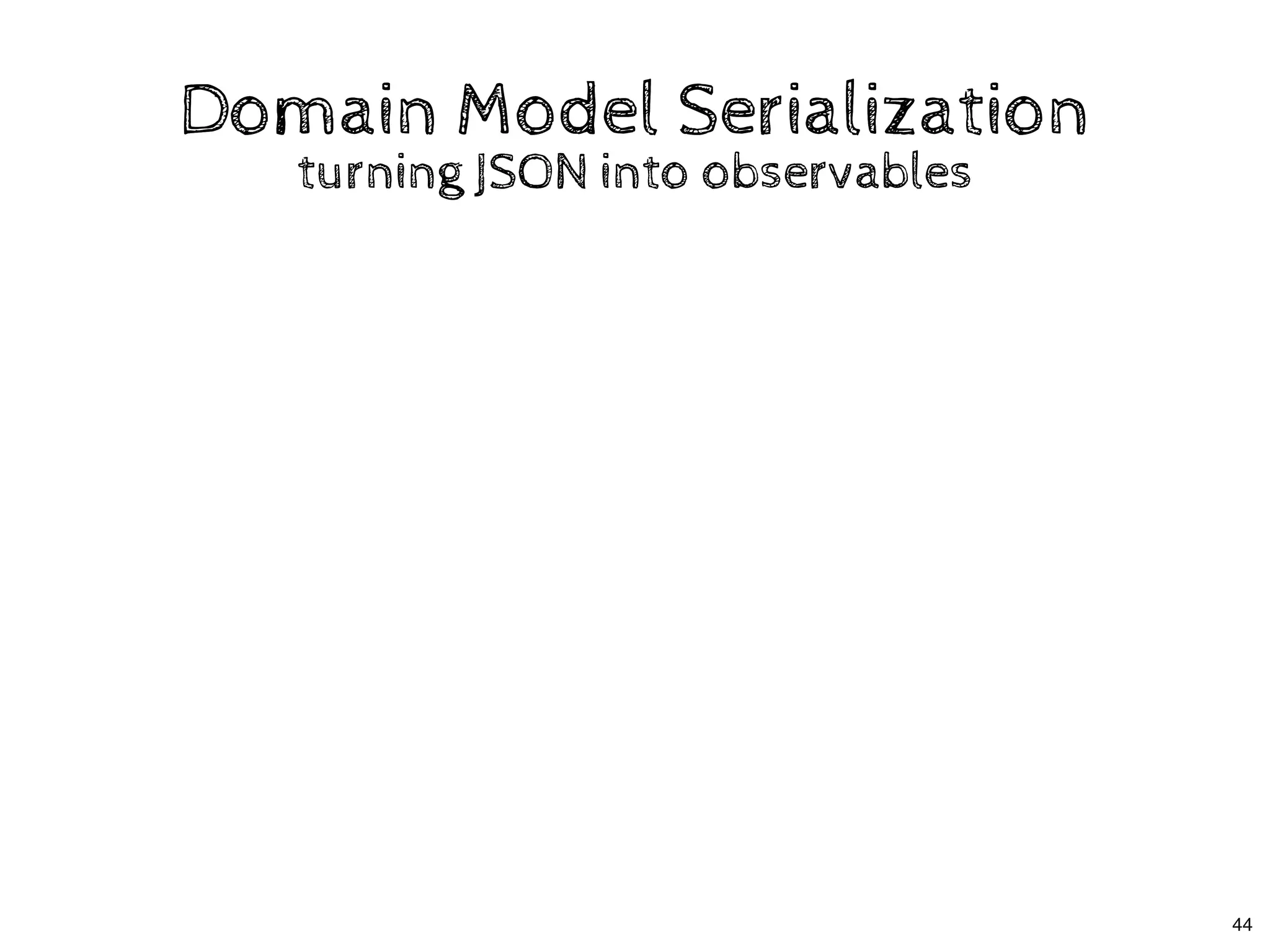 Domain Model SerializationDomain Model Serialization
turning JSON into observablesturning JSON into observables
44
 