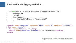 Apache Big Data North America | Vancouver | 05.05.2016 | Johannes Weigend | © QAware GmbH
Function Facets Aggregate Fields.
24
http://yonik.com/solr-facet-functions/
 