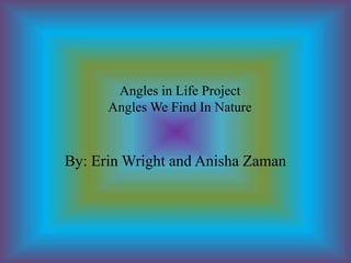 Angles in Life ProjectAngles We Find In Nature  By: Erin Wright and AnishaZaman 