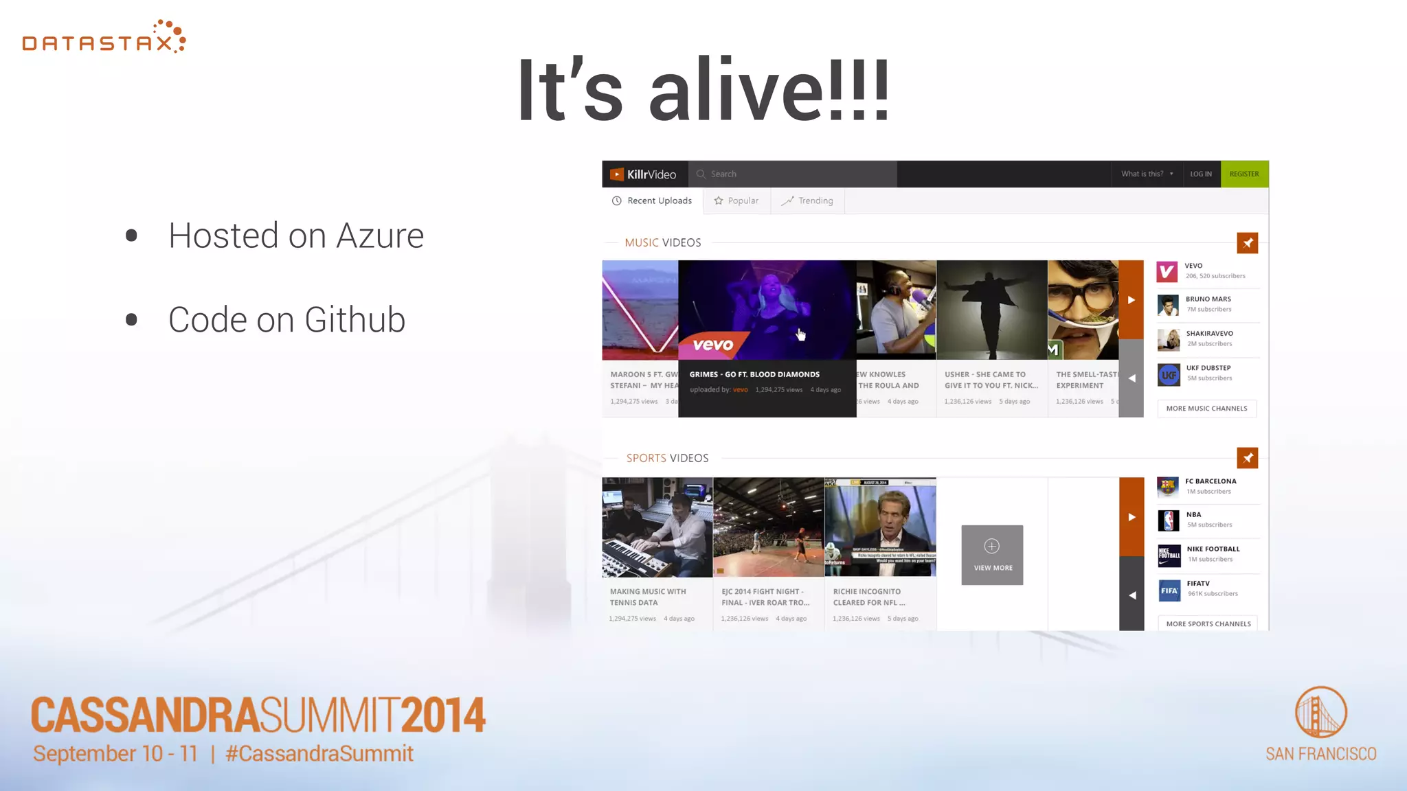 It’s alive!!! 
• Hosted on Azure 
• Code on Github 
 