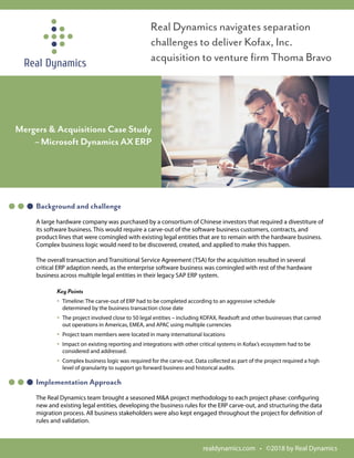Mergers & Acquisitions Case Study Microsoft Dynamics ERP | PDF