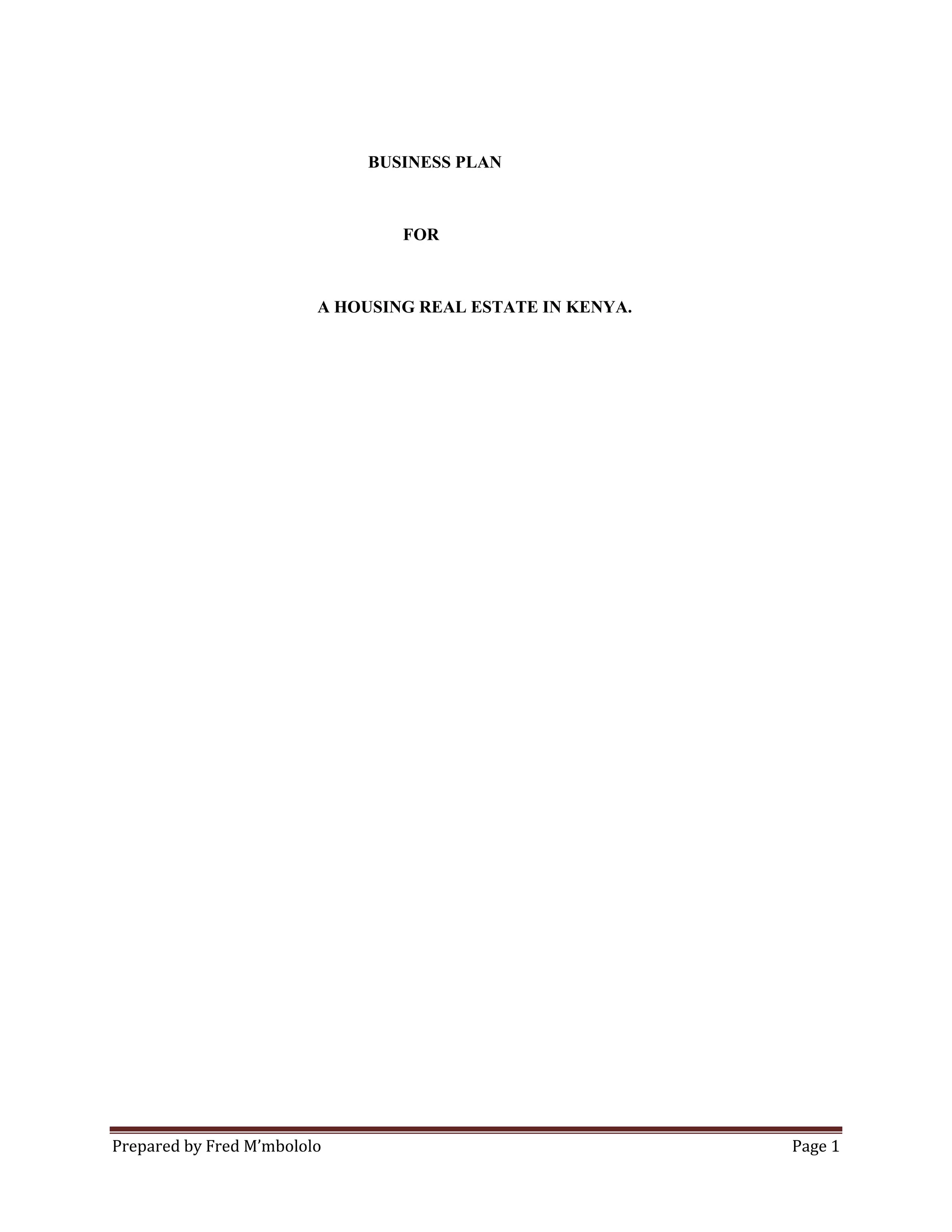Real estate business plan in Kenya PDF