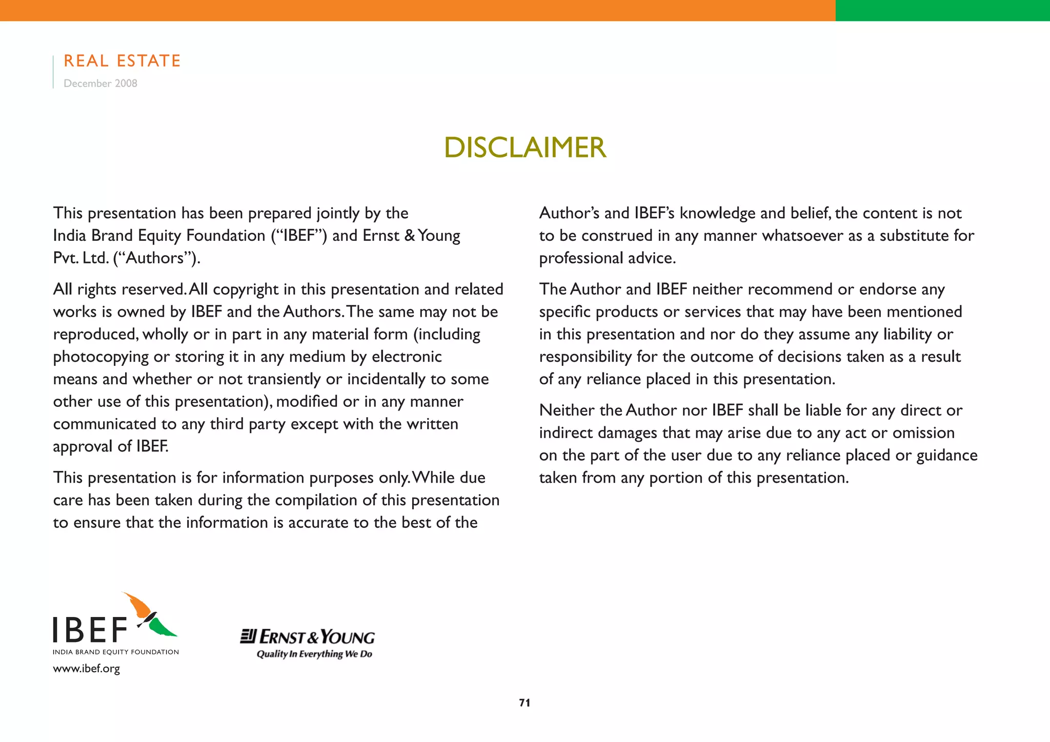 Indian Real Estate Industry Presentation 010709