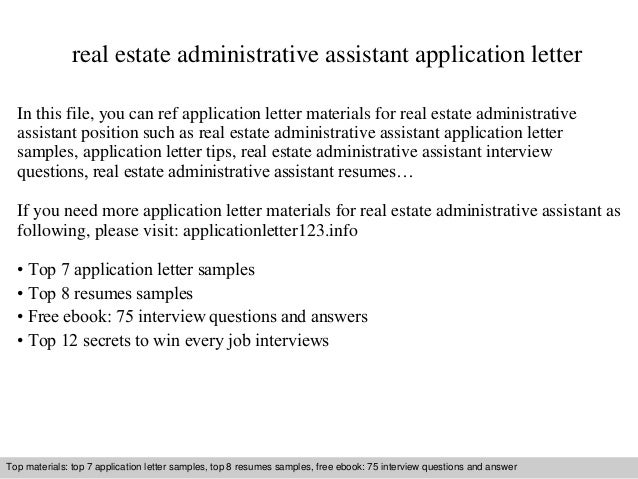 real estate administrative assistant application letter real estate administrative assistant resumes