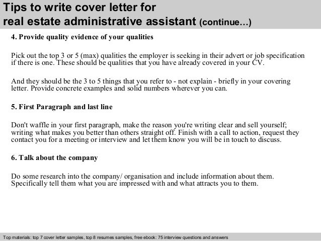 cover letter for real estate administrative assistant