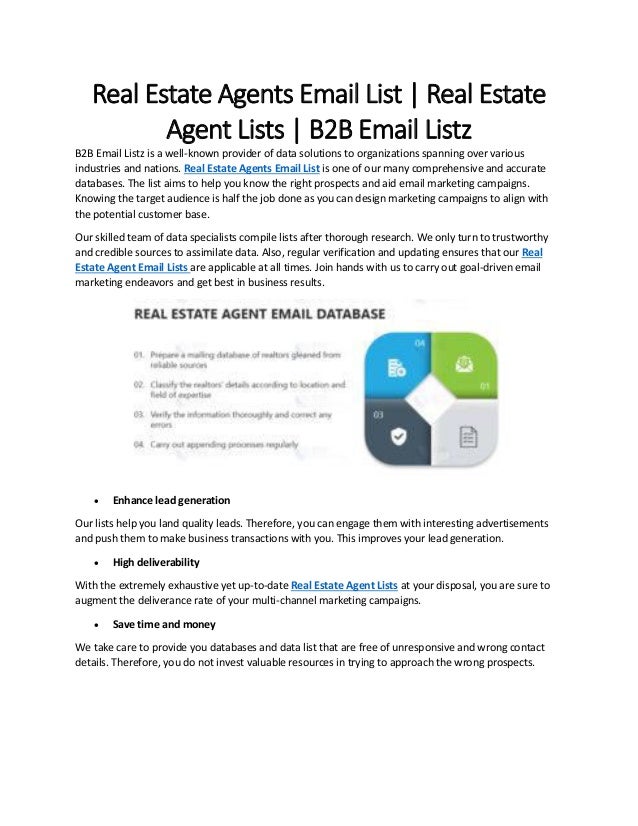 Real Estate Agents Email List Real Estate Agent Lists B2B Email L…