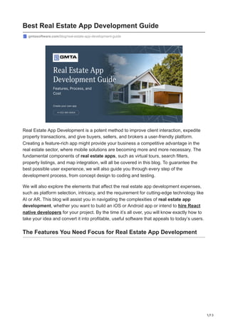 Best Real Estate App Development Guide | PDF