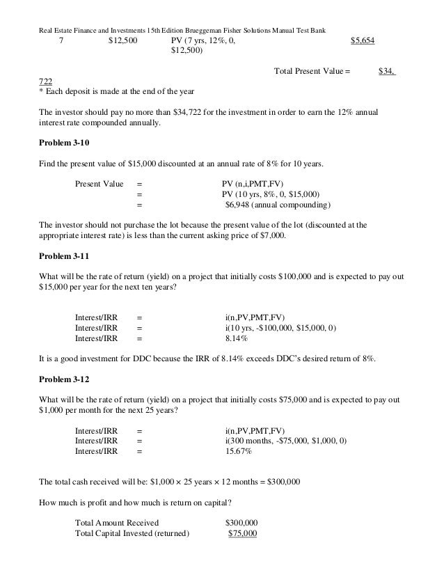 Brueggeman real estate finance and investments