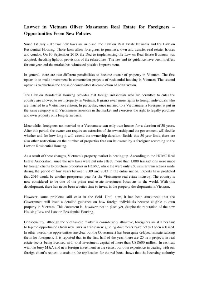 Lawyer in Vietnam Oliver Massmann Real Estate for ... Lawyer in Vietnam Oliver Massmann Real Estate for ...