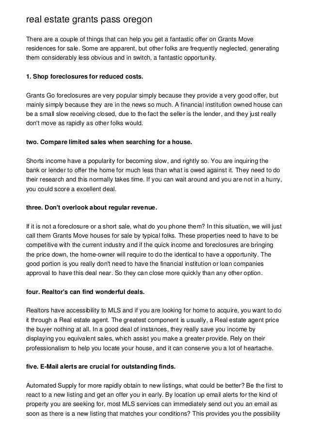 real estate grants pass oregon