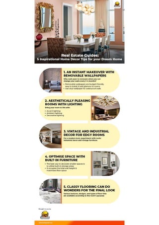 Real Estate Guides 5 Inspirational Home Décor Tips for your Dream Home [Infographic]