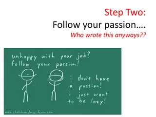 Step Two:
Follow your passion….
    Who wrote this anyways??
 