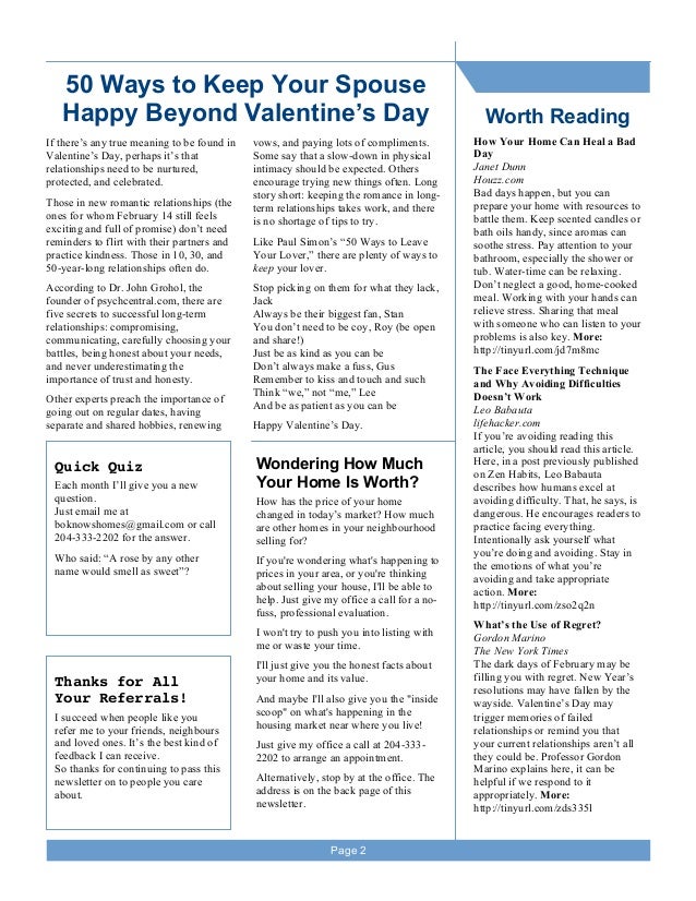 real estate newsletter ideas