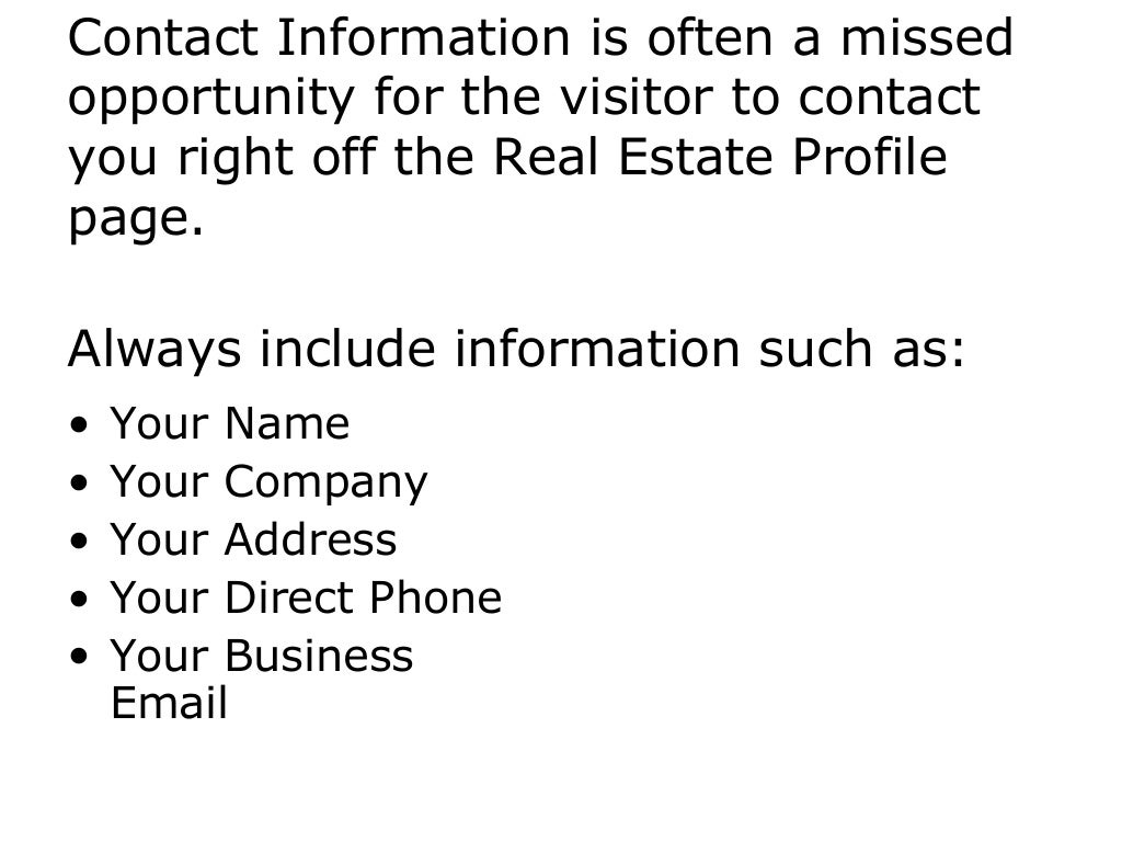 Real estate profiles 101