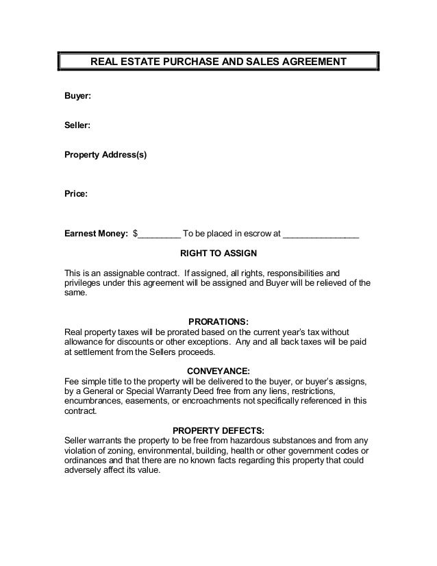 Assignment of funds real estate to purchase