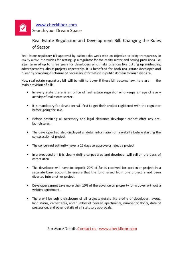 Real estate regulation and development bill