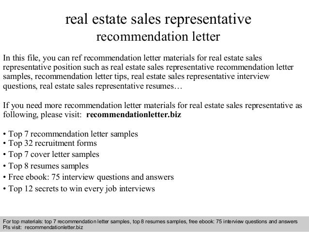 letter of recommendation for real estate agent