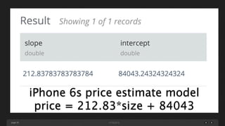 page 30
iPhone 6s price estimate model
price = 212.83*size + 84043
 