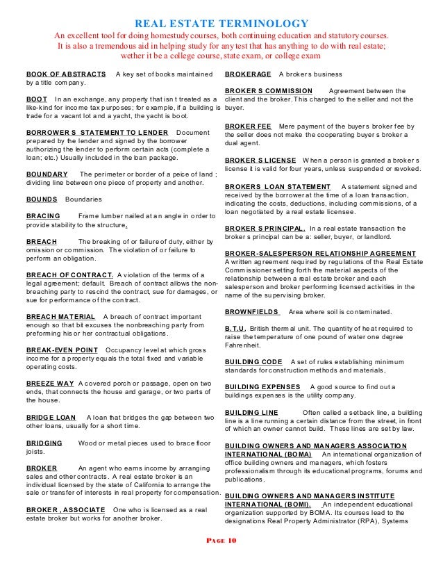 Real Estate Terminology Glossary