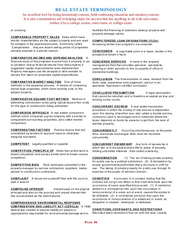 Real estate terms