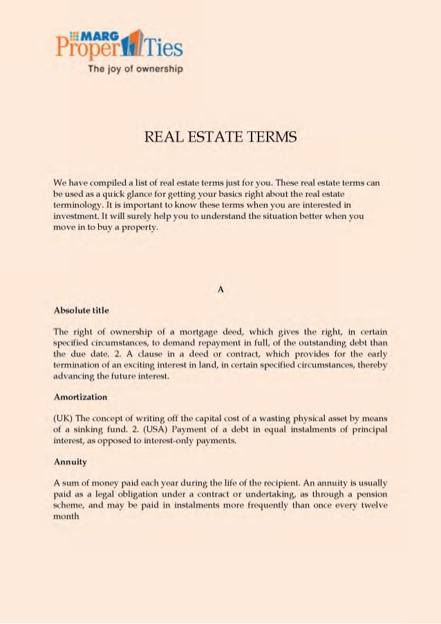 Real estate terms and condition