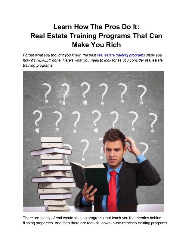 Learn How The Pros Do It Real Estate Training Programs That Can Make