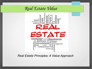  Real Estate Value 
Real Estate Principles: A Value Approach
 