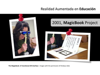 Realidad Aumentada en Educación


                                                              2001, MagicBook Project




The MagicBook: A Transitional AR Interface - Images with the permission of Hirokazu Kato
 