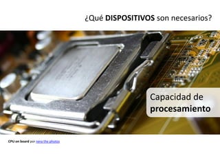 ¿Qué DISPOSITIVOS son necesarios?




                                                   Capacidad de
                                                   procesamiento


CPU on board por nera the photos
 