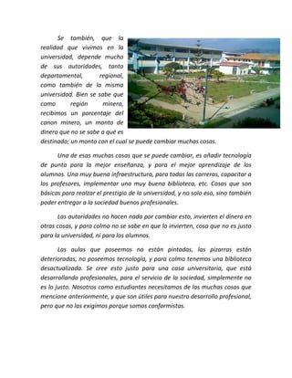 Realidad de la universidad