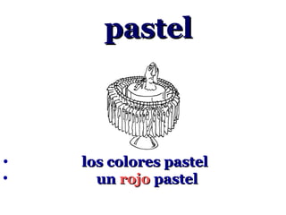 pastel



•   los colores pastel
•     un rojo pastel
 